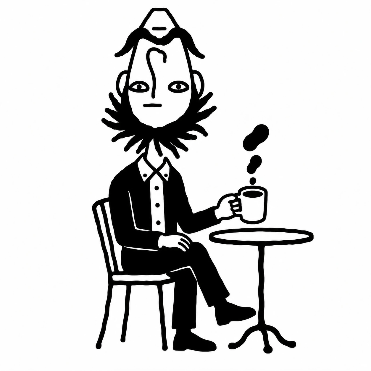Phil enjoys coffee that is floating upward